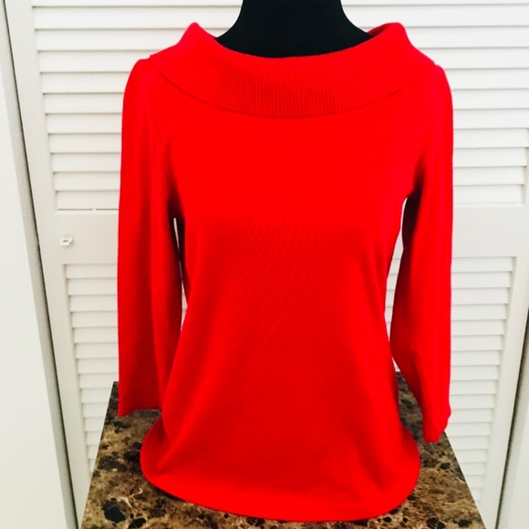 Rafaella Sweaters - ❤️ ❤️Red 3/4 Sleeve Cowlneck Sweater ❤️❤️